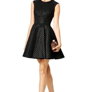 Jill Stuart Dot Your Eyes fit and flare black dress